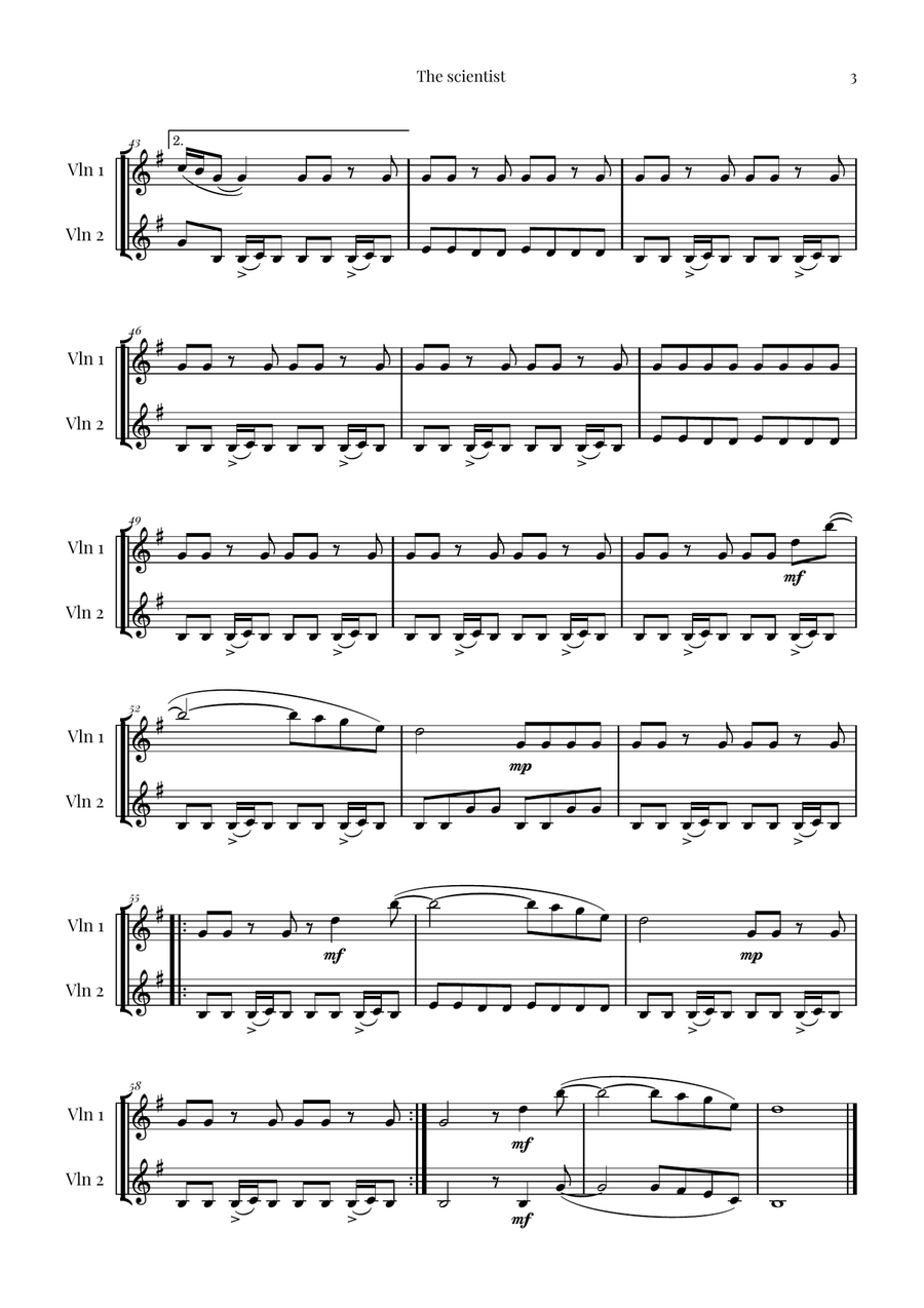 The Scientist String Duet scores gallery preview page 3