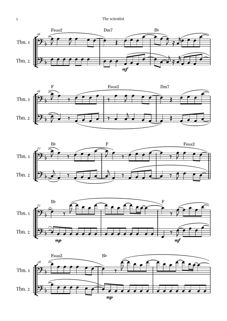 The Scientist Trombone Duet scores gallery preview page 2