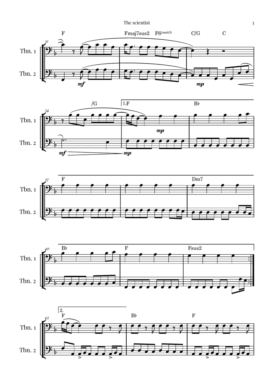 The Scientist Trombone Duet scores gallery preview page 3