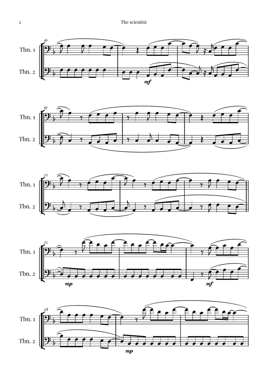 The Scientist Trombone Duet scores gallery preview page 2