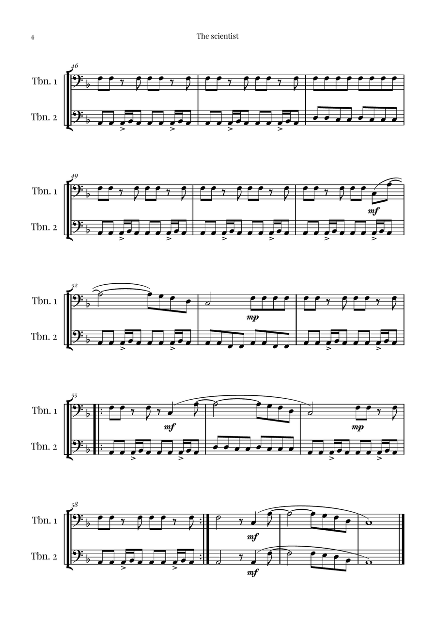 The Scientist Trombone Duet scores gallery preview page 4