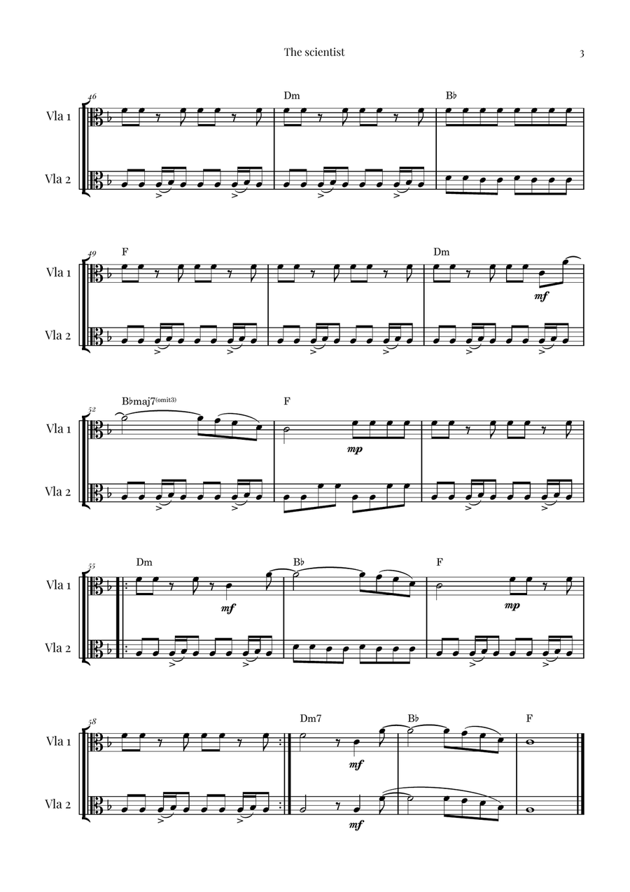 The Scientist String Duet scores gallery preview page 3