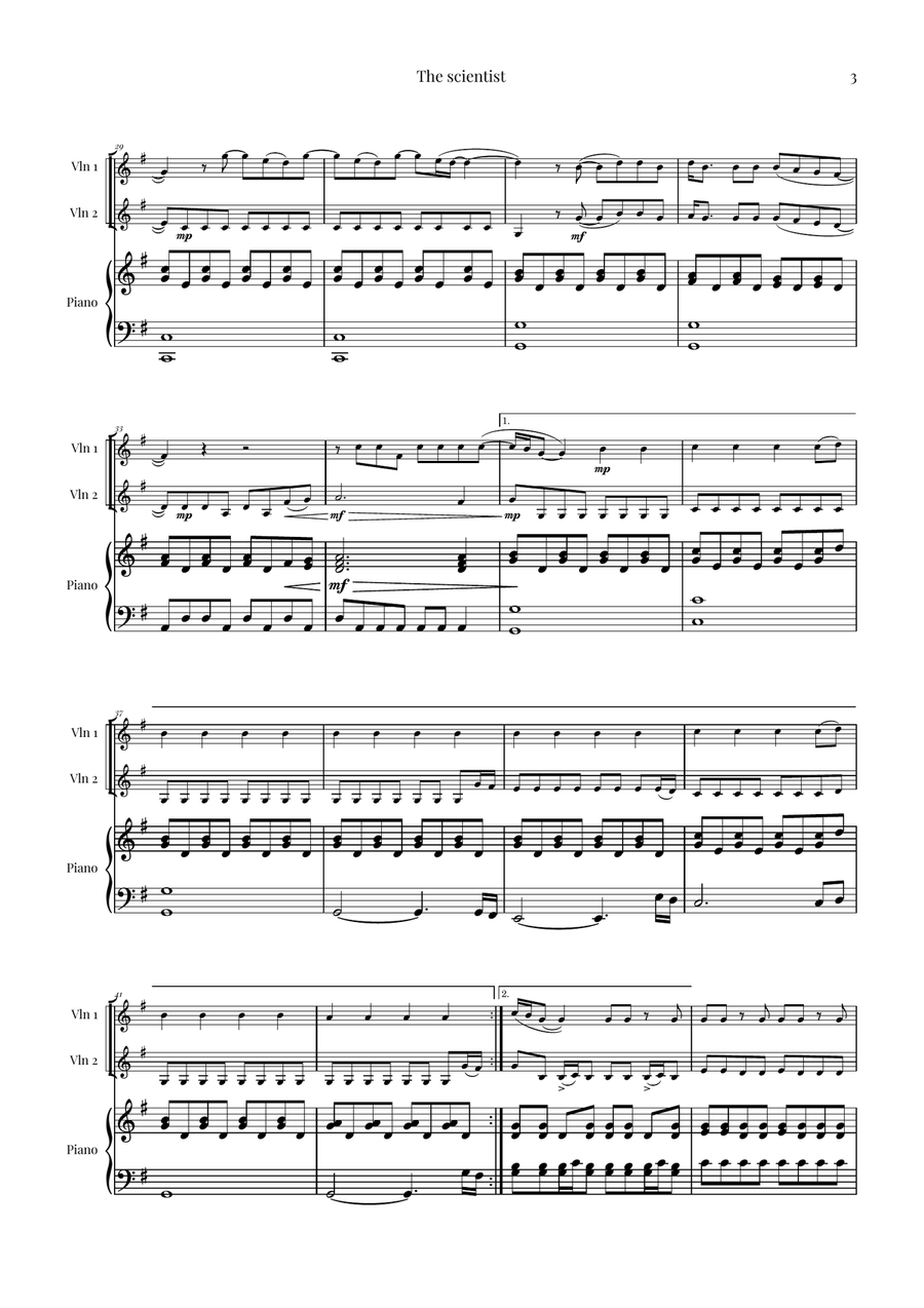 The Scientist String Duet scores gallery preview page 3