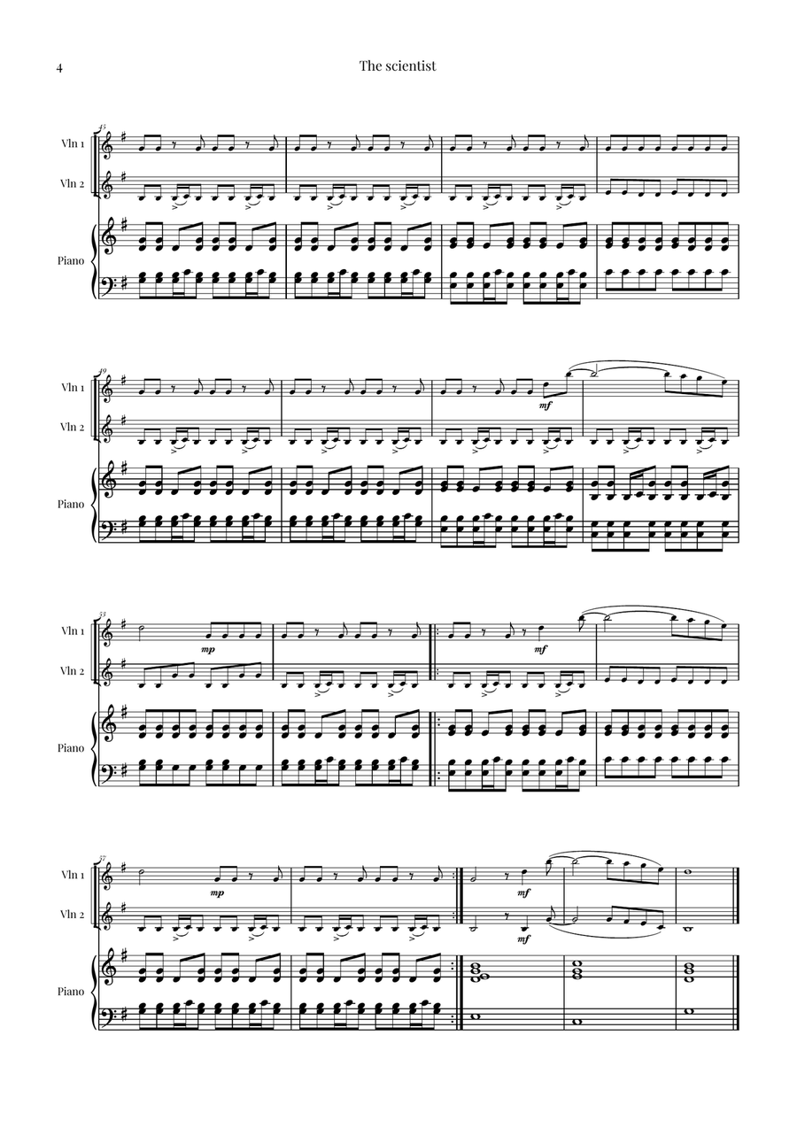 The Scientist String Duet scores gallery preview page 4
