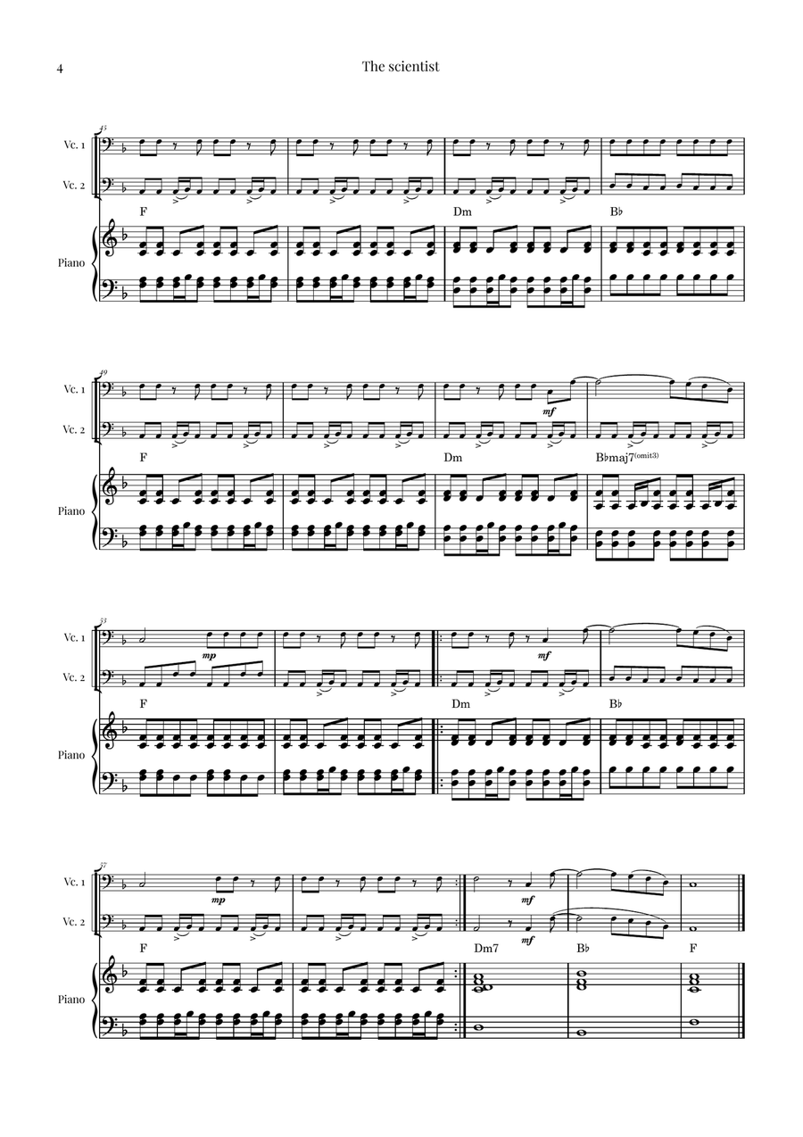 The Scientist String Duet scores gallery preview page 4