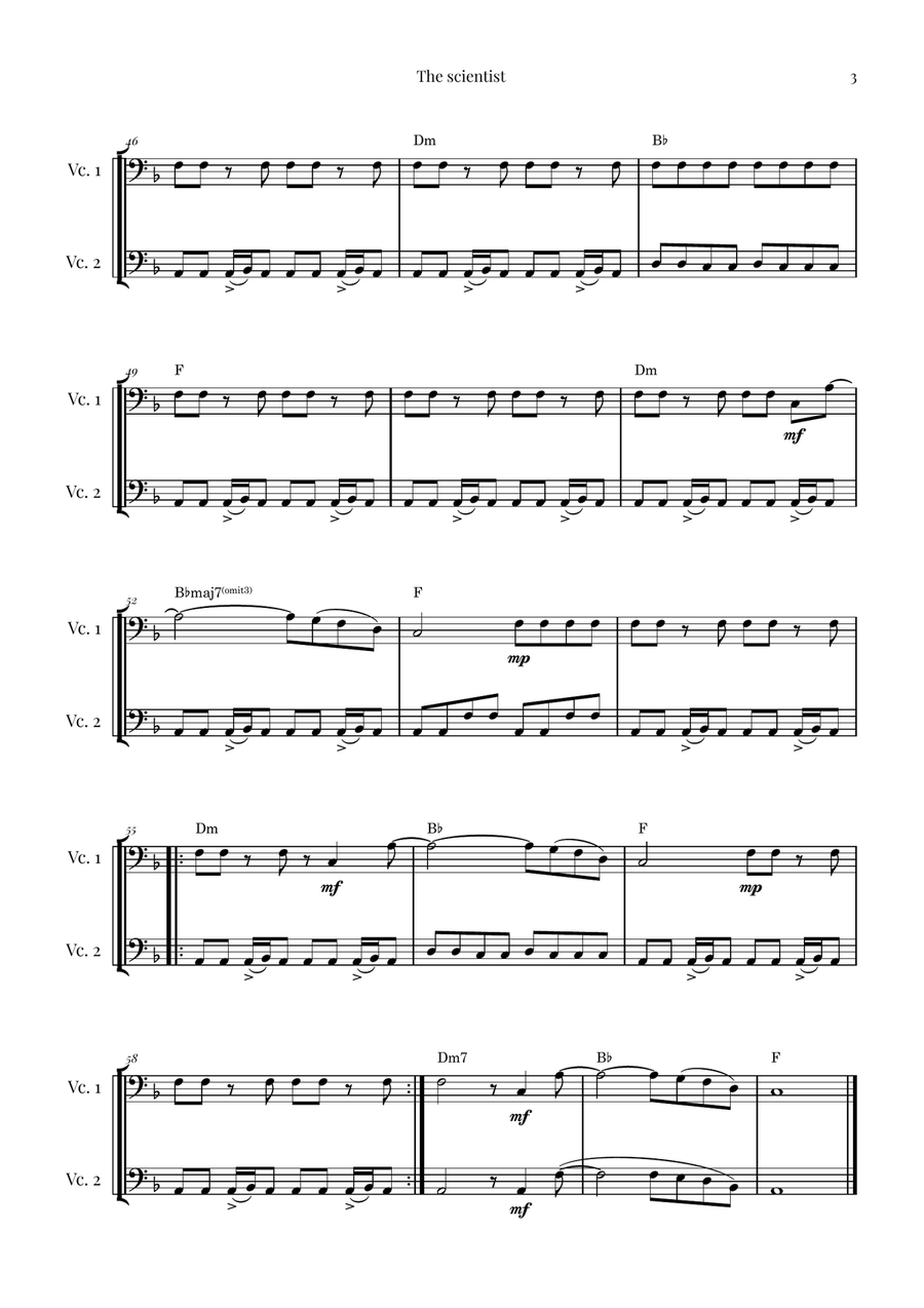 The Scientist String Duet scores gallery preview page 3