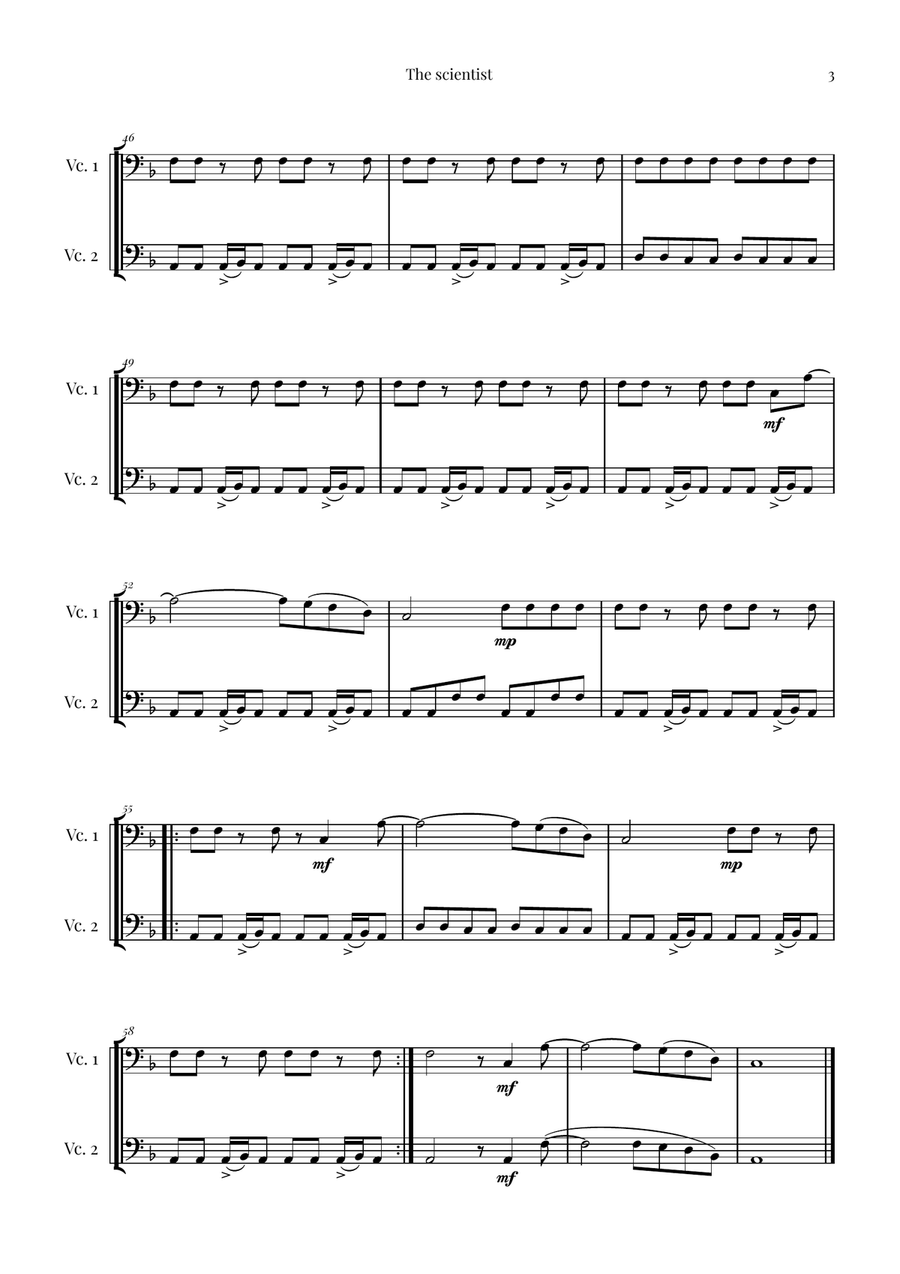 The Scientist String Duet scores gallery preview page 3