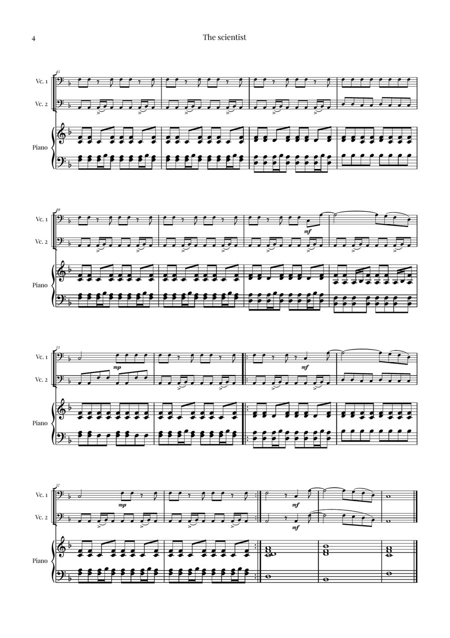 The Scientist String Duet scores gallery preview page 4