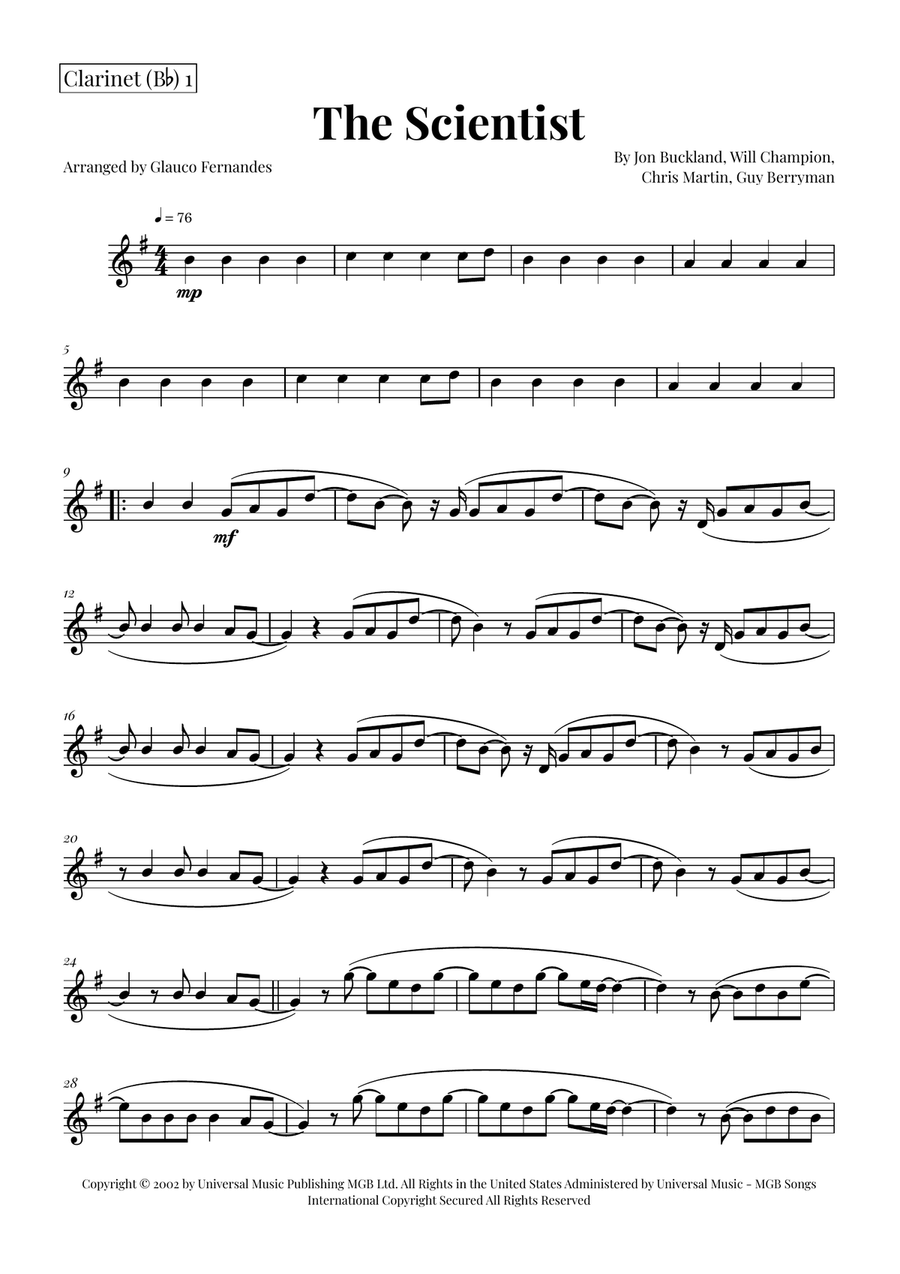 The Scientist Clarinet Duet scores gallery preview page 4