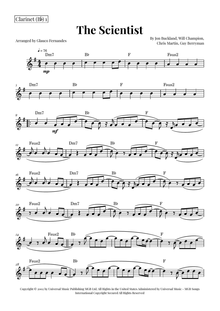 The Scientist Clarinet Duet scores gallery preview page 4