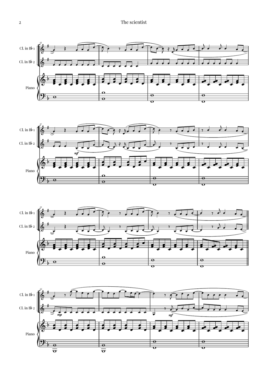 The Scientist Clarinet Duet scores gallery preview page 2