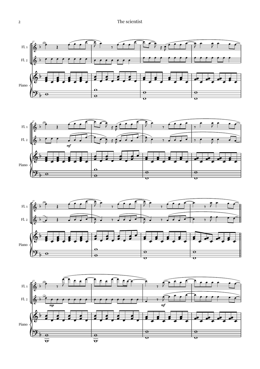 The Scientist Flute Duet scores gallery preview page 2
