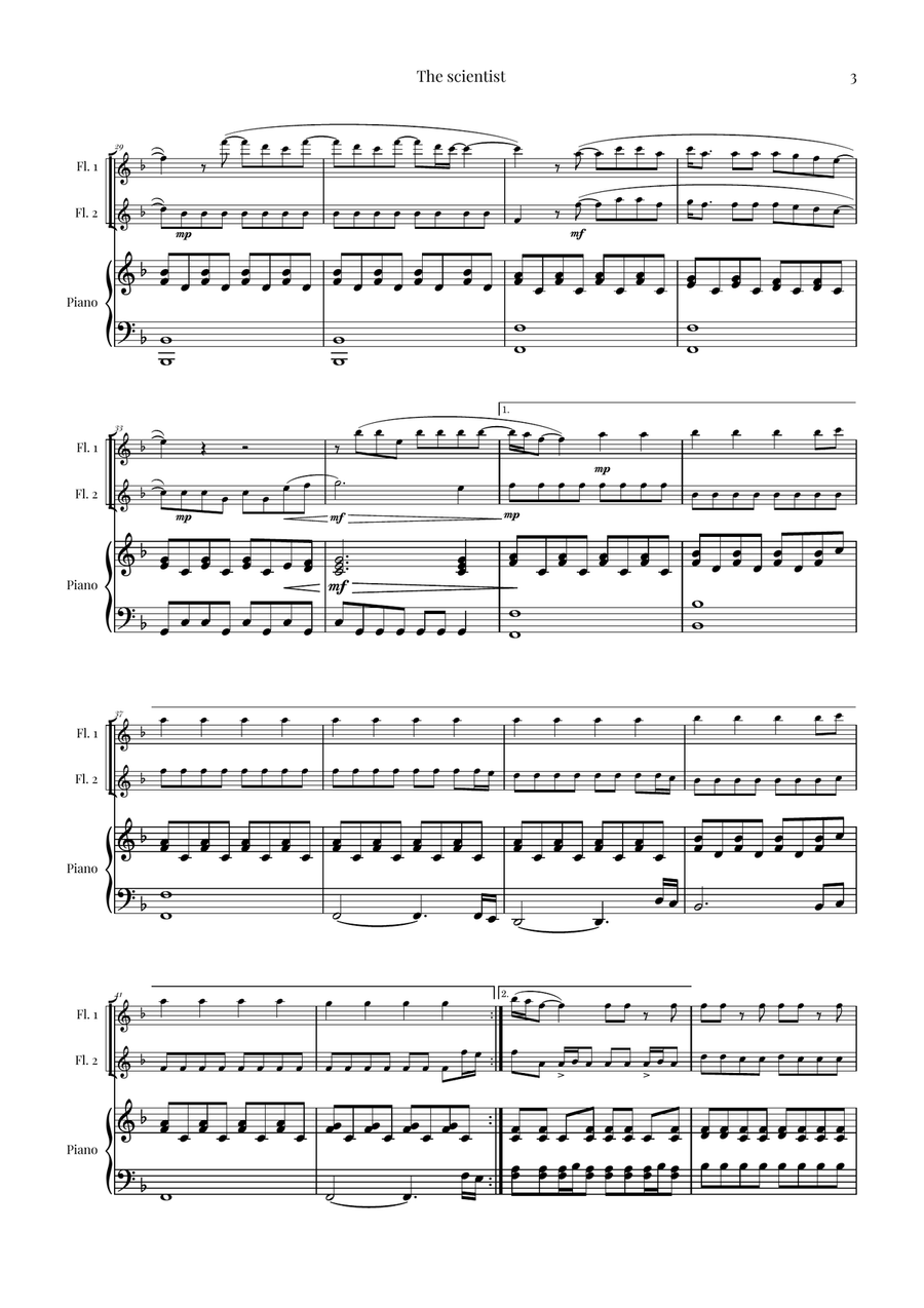 The Scientist Flute Duet scores gallery preview page 3