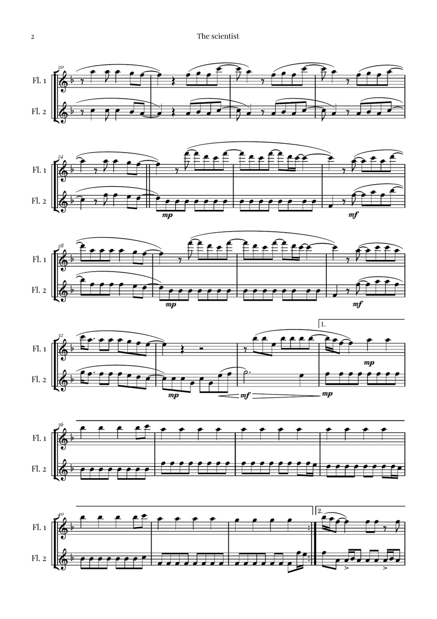 The Scientist Flute Duet scores gallery preview page 2