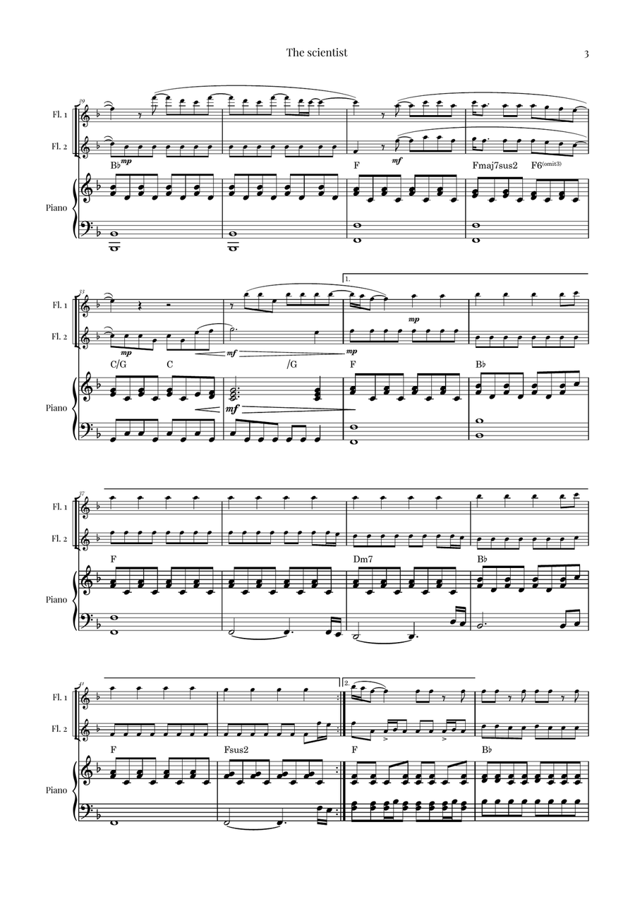 The Scientist Flute Duet scores gallery preview page 3