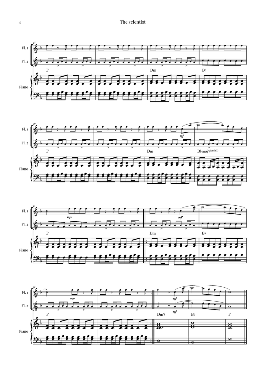 The Scientist Flute Duet scores gallery preview page 4