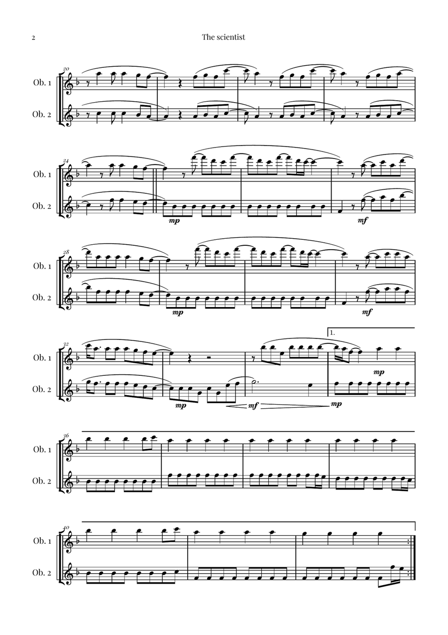 The Scientist Woodwind Duet scores gallery preview page 2