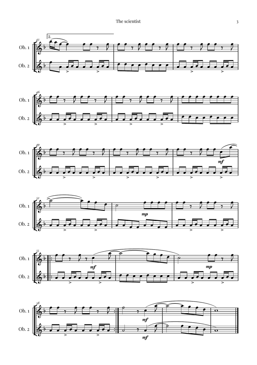 The Scientist Woodwind Duet scores gallery preview page 3