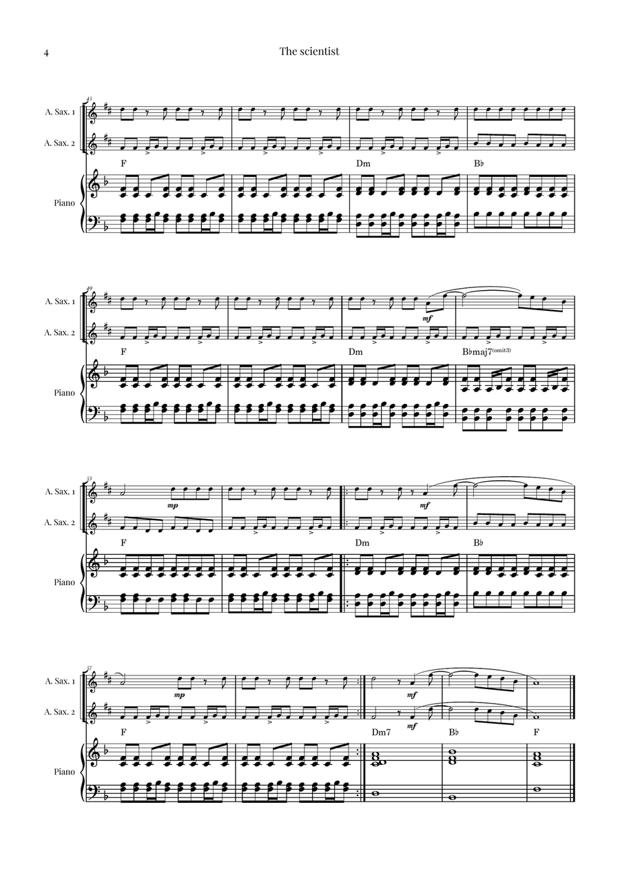The Scientist Woodwind Duet scores gallery preview page 4