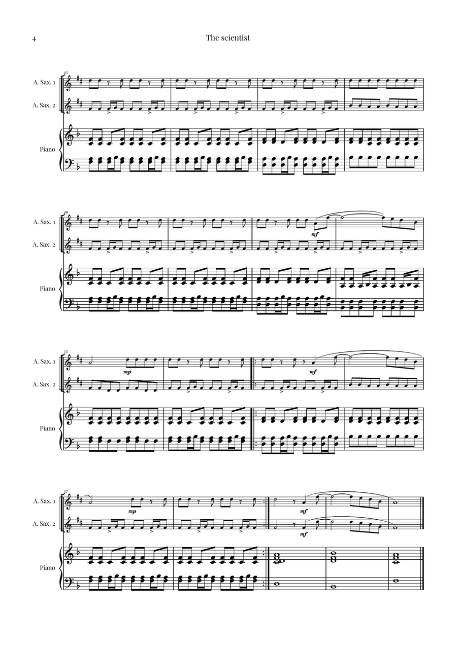 The Scientist Woodwind Duet scores gallery preview page 4