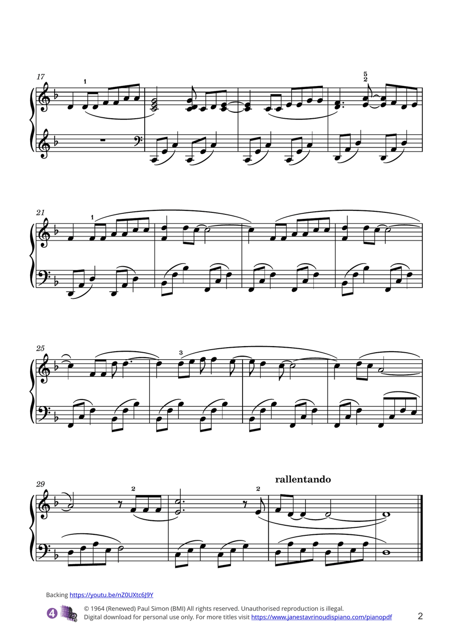 The Sound Of Silence Piano Solo scores gallery preview page 2