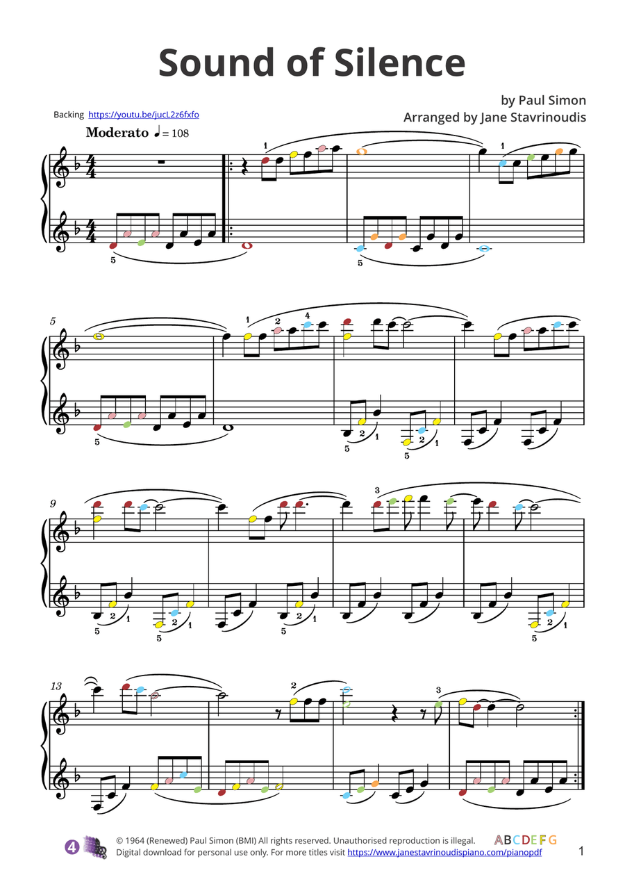 The Sound Of Silence Piano Solo scores gallery preview page 3