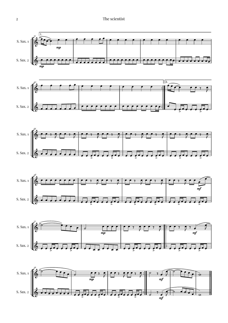 The Scientist Woodwind Duet scores gallery preview page 2