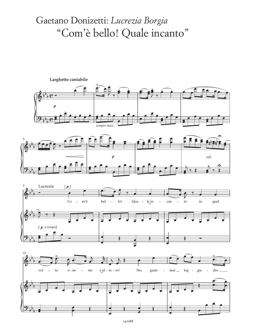 Com'è bello! Quale incanto (arr. Lucrezia Borgia) Voice scores gallery preview page 1