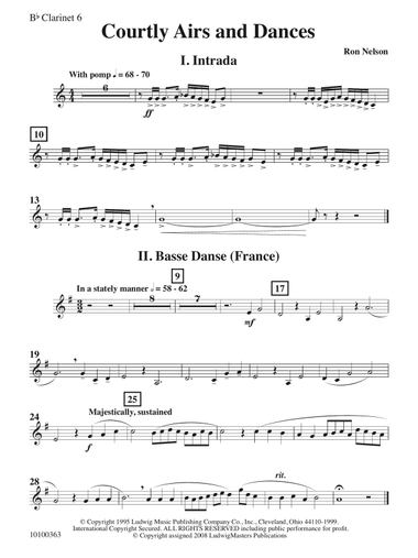 Courtly Airs and Dances - Bb Clarinet 6