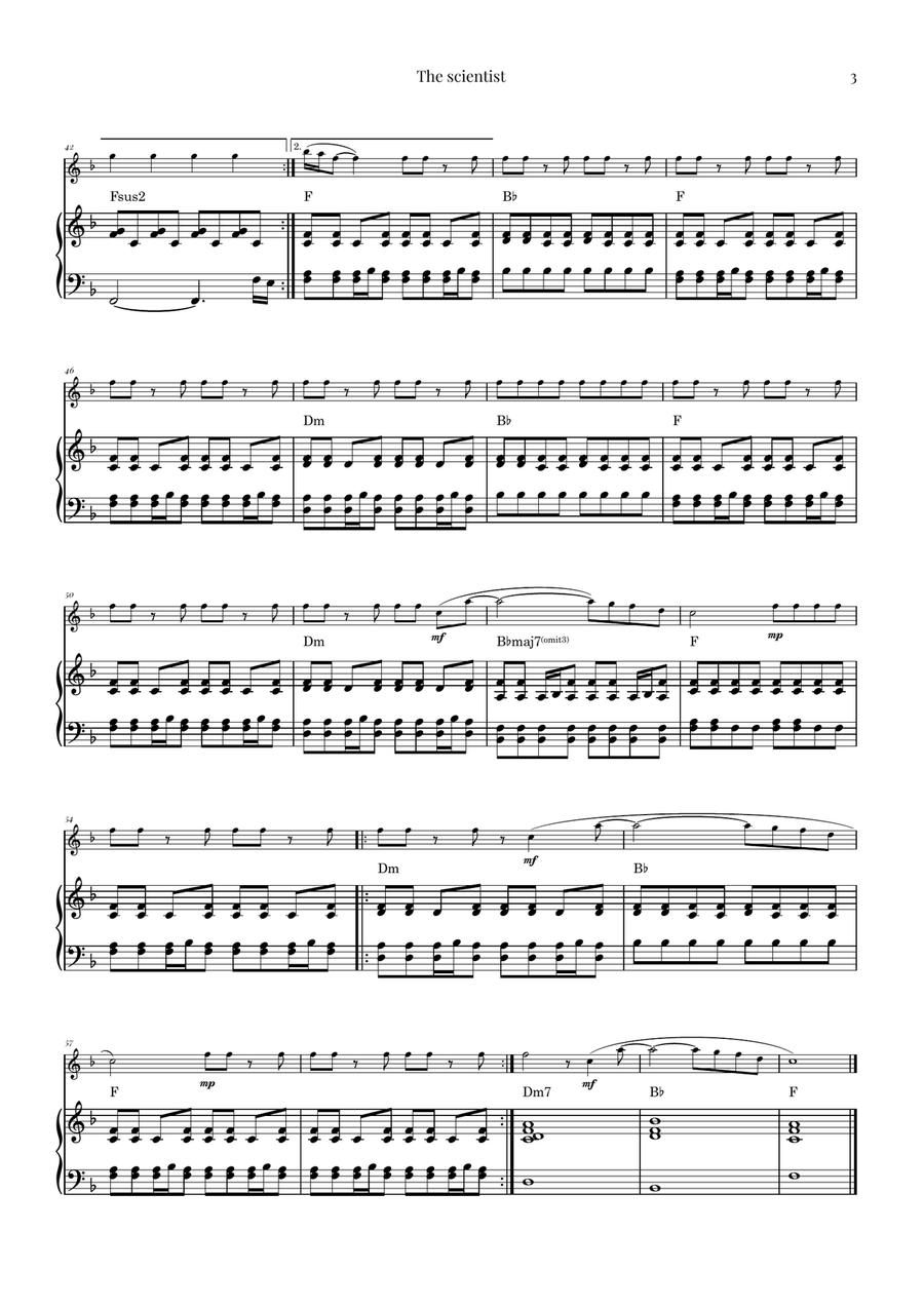The Scientist Flute Solo scores gallery preview page 3