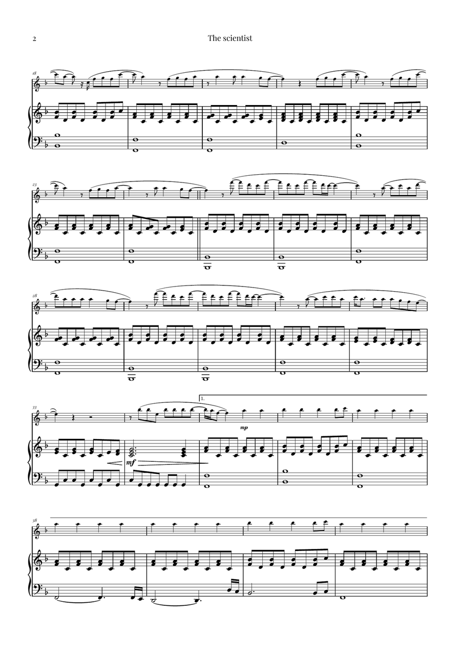 The Scientist Flute Solo scores gallery preview page 2