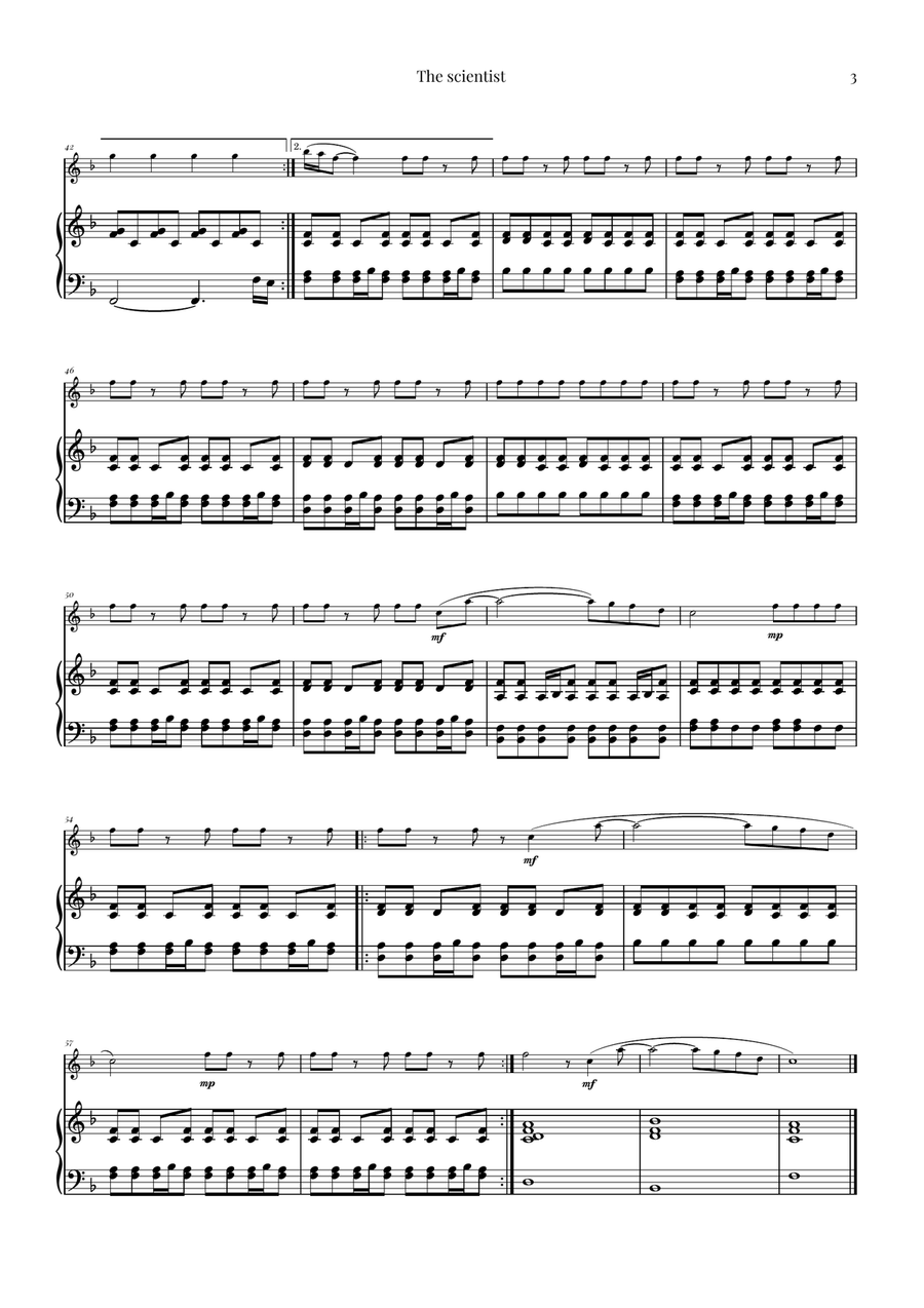 The Scientist Flute Solo scores gallery preview page 3