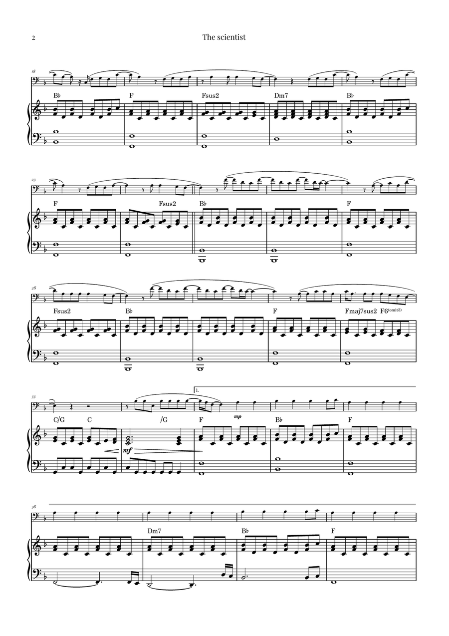 The Scientist Piano scores gallery preview page 2