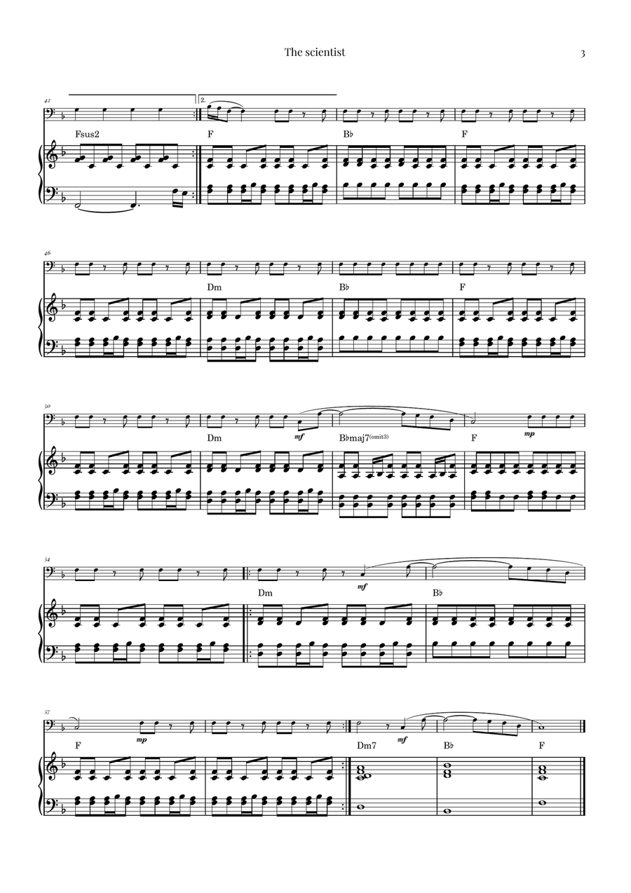 The Scientist Piano scores gallery preview page 3