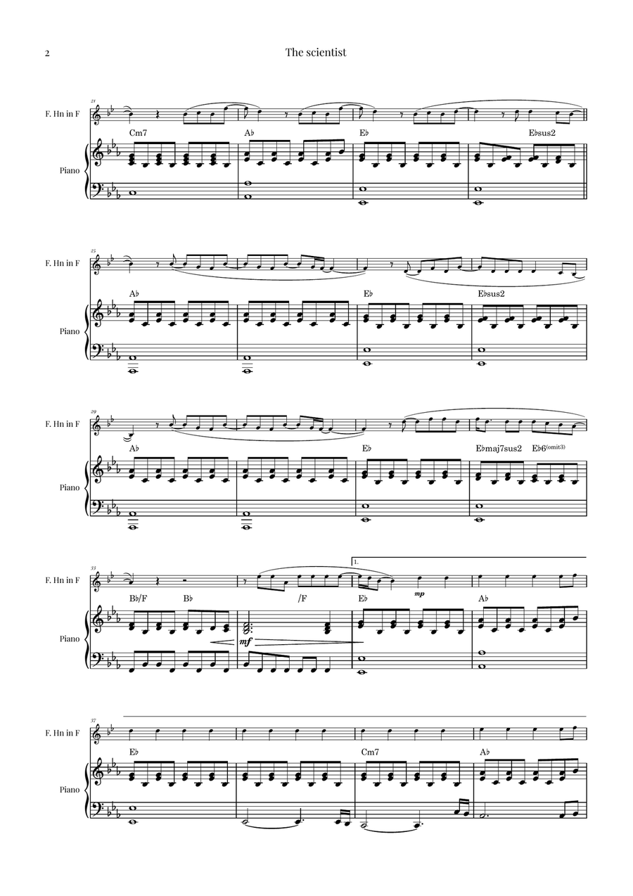 The Scientist Piano scores gallery preview page 2