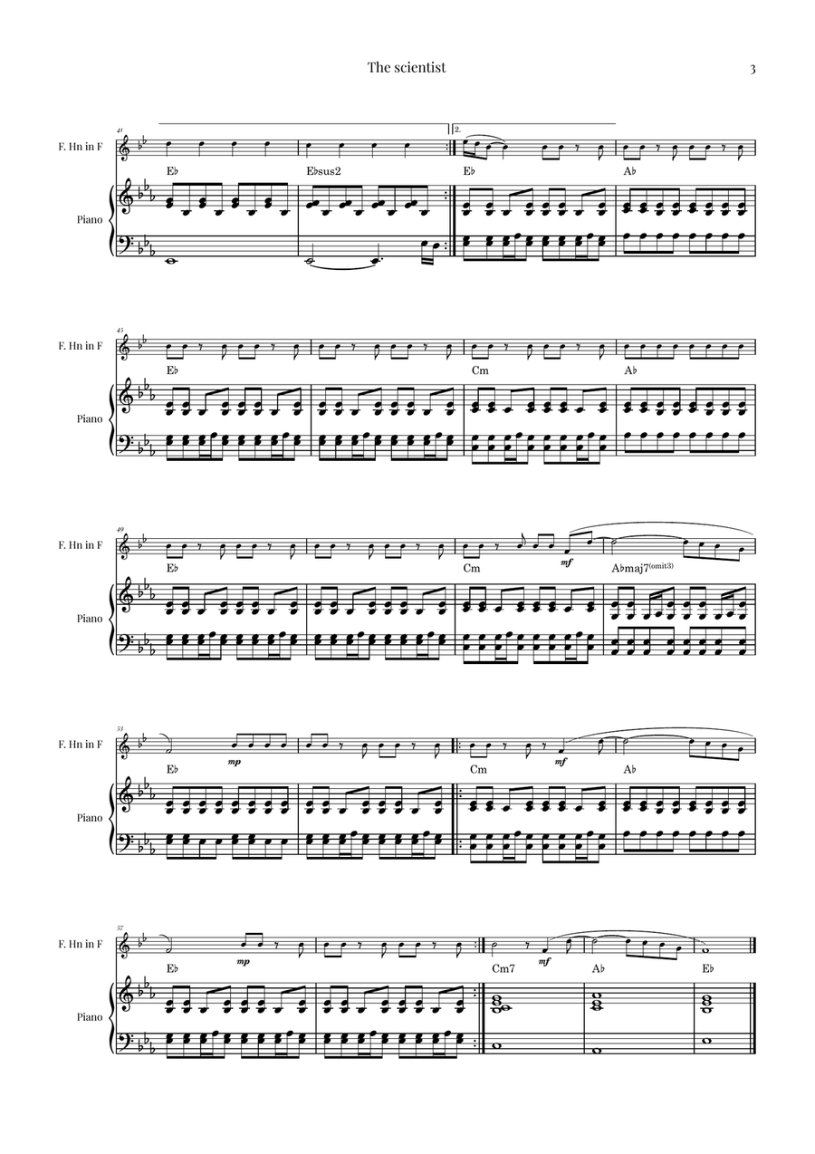 The Scientist Piano scores gallery preview page 3