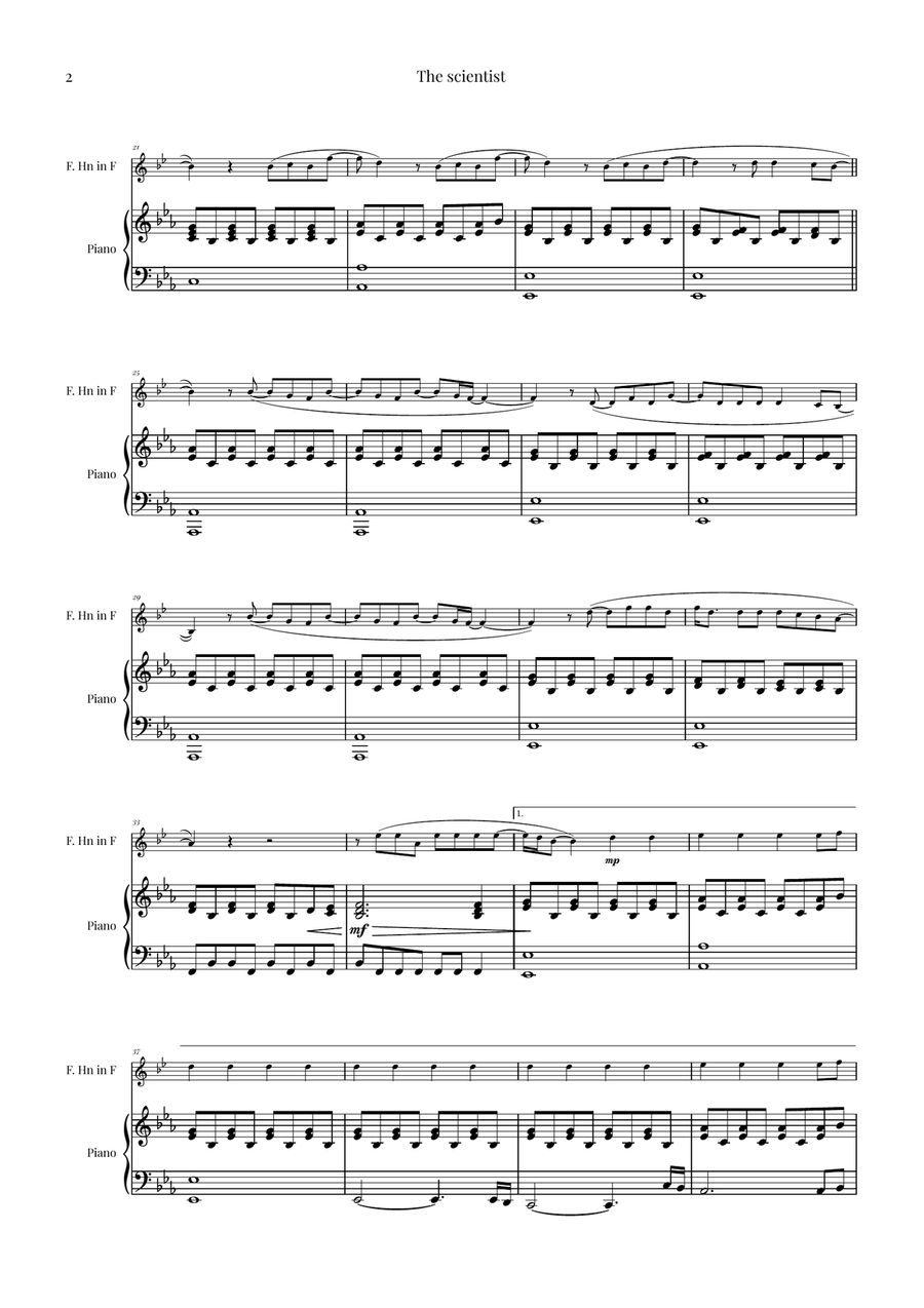 The Scientist Piano scores gallery preview page 2
