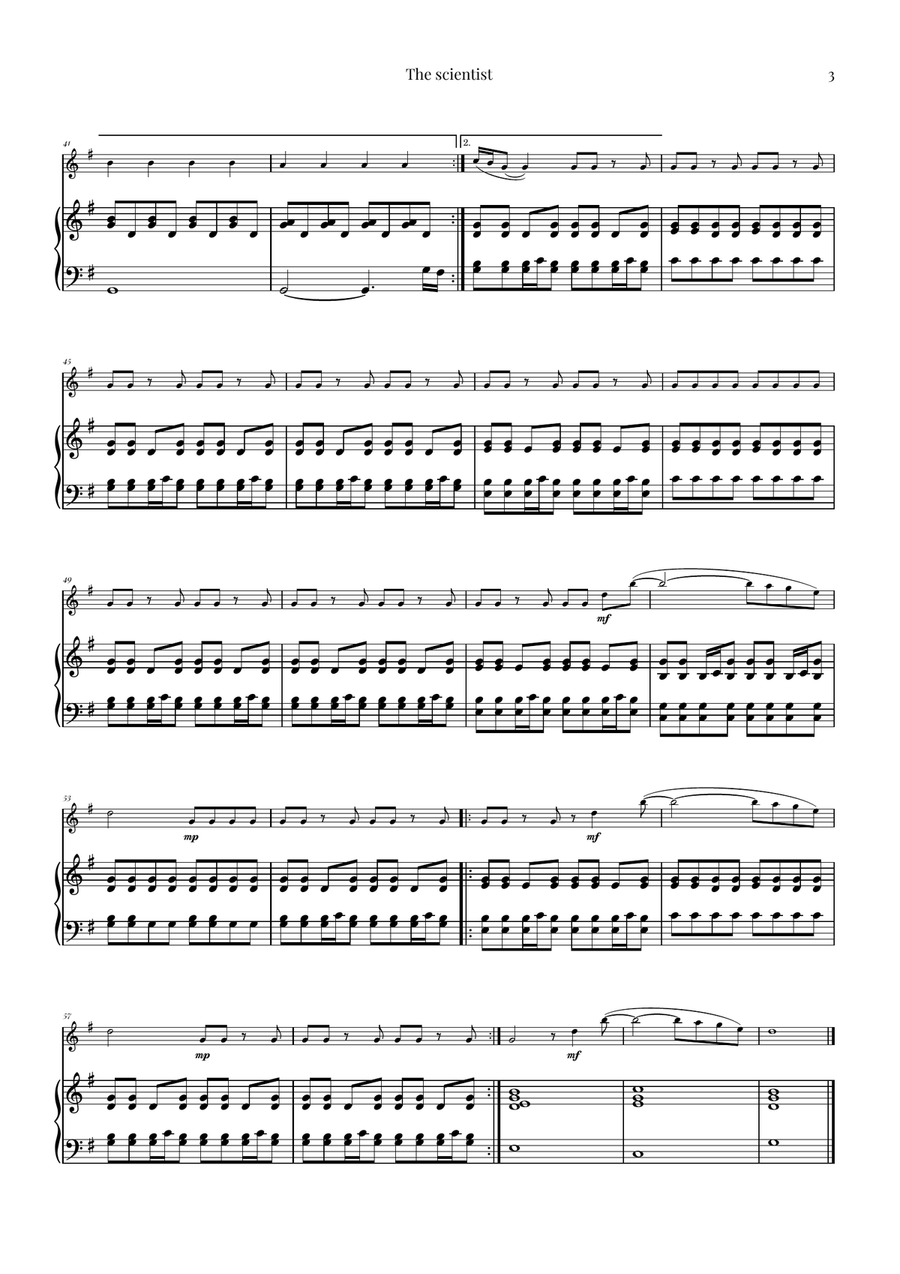 The Scientist Violin Solo scores gallery preview page 3