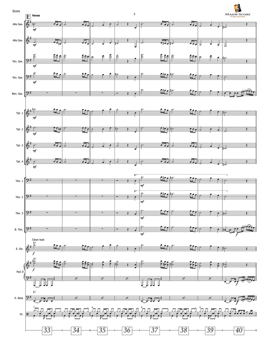 Battle Without Honor Or Humanity Jazz Ensemble scores gallery preview page 6