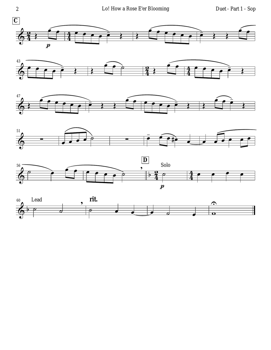 Lo! How a Rose E'er Blooming (Recorder Duet) Woodwind Duet scores gallery preview page 5