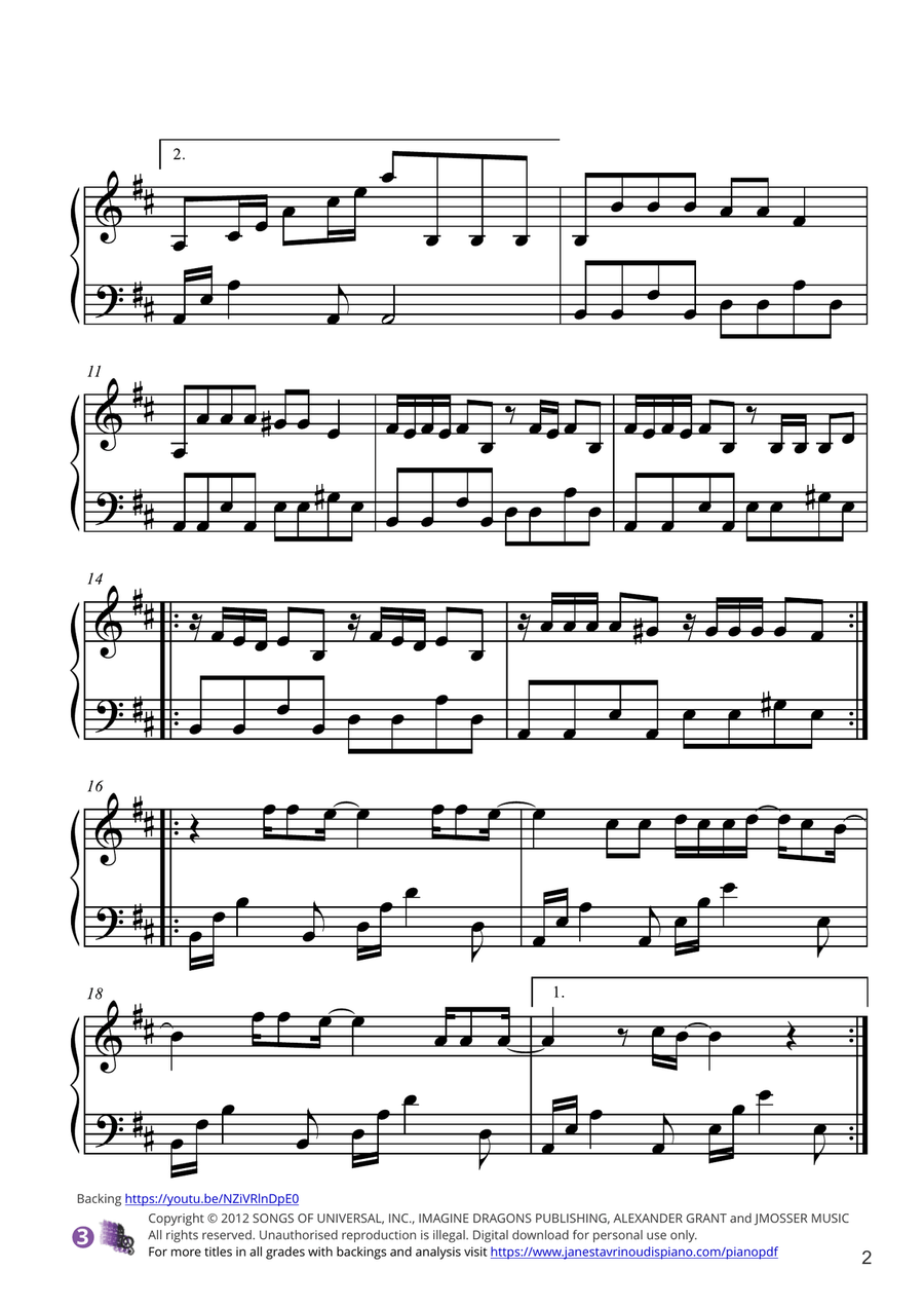 Radioactive Piano Solo scores gallery preview page 2