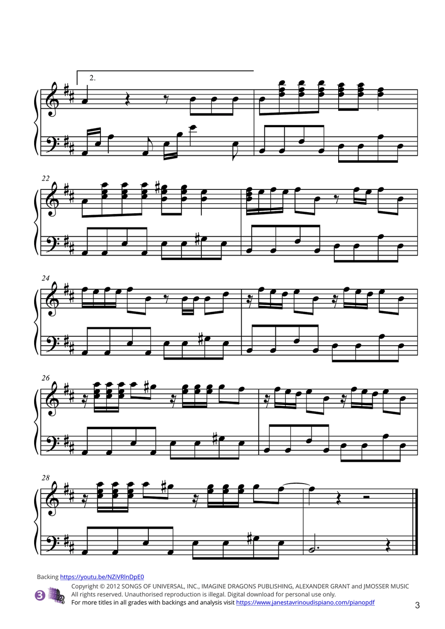 Radioactive Piano Solo scores gallery preview page 3