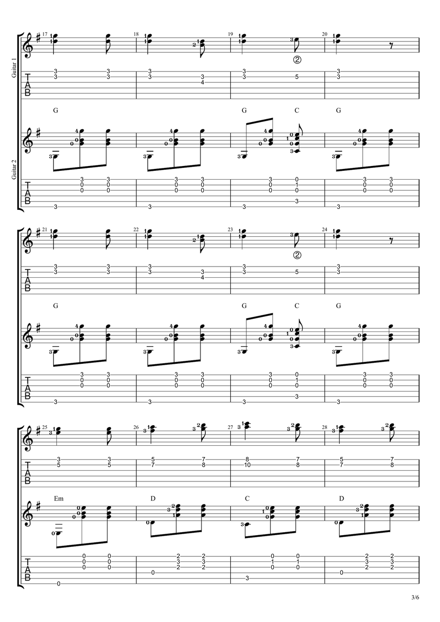 We Three Kings of Orient Are Guitar Ensemble scores gallery preview page 3