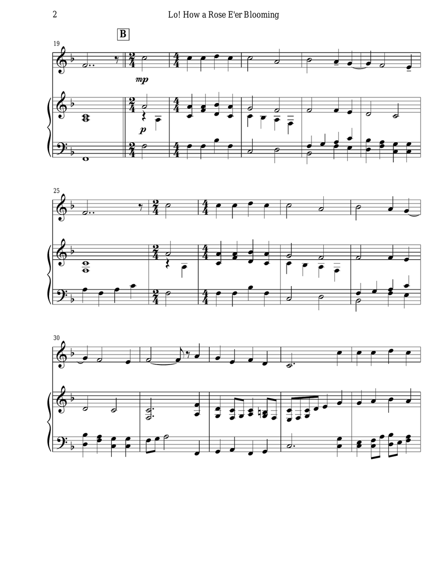 Lo! How a Rose E'er Blooming (Recorder & Piano) Recorder scores gallery preview page 4