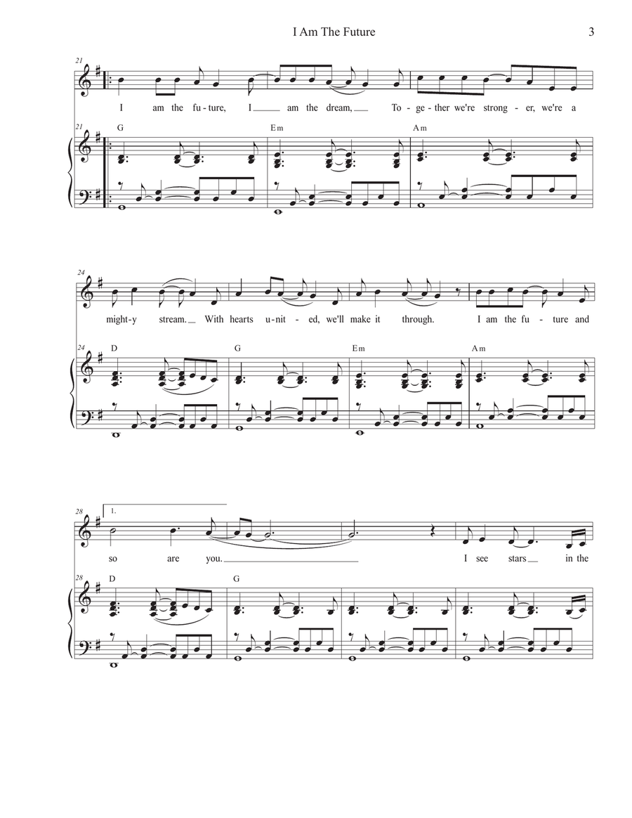 I Am The Future (Unison choir) Unison Choir scores gallery preview page 3