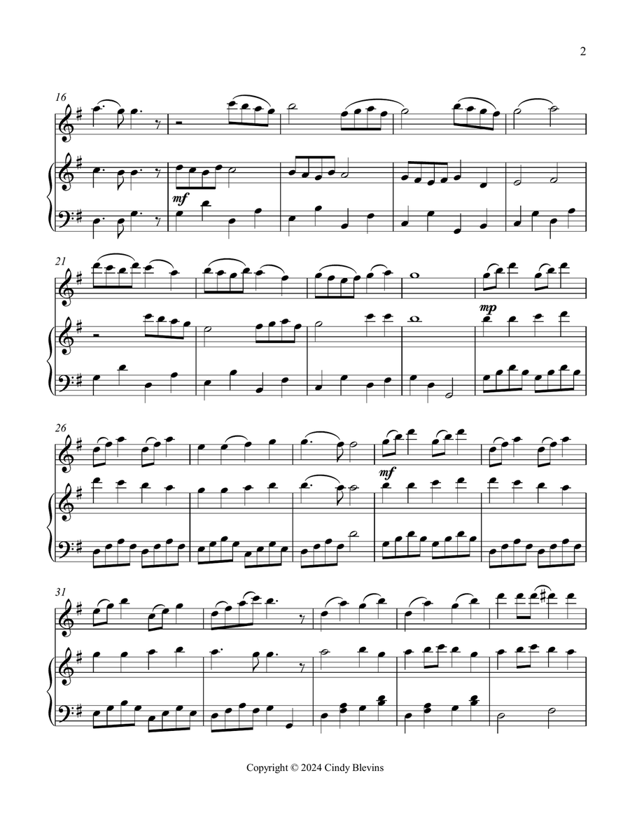 Joyful, Joyful, We Adore Thee, for Piano and Flute Woodwind Duet scores gallery preview page 3