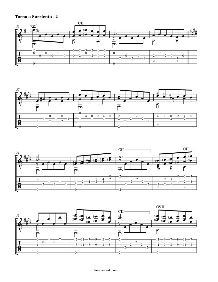 Torna a Surriento (for Solo Guitar) Acoustic Guitar scores gallery preview page 4