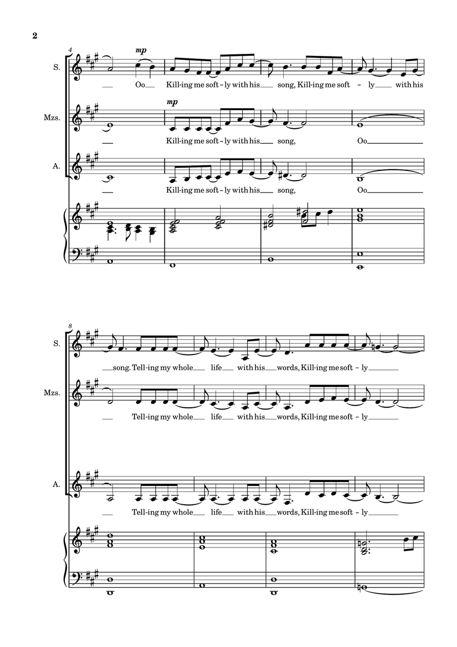 Killing Me Softly With His Song SSA scores gallery preview page 2