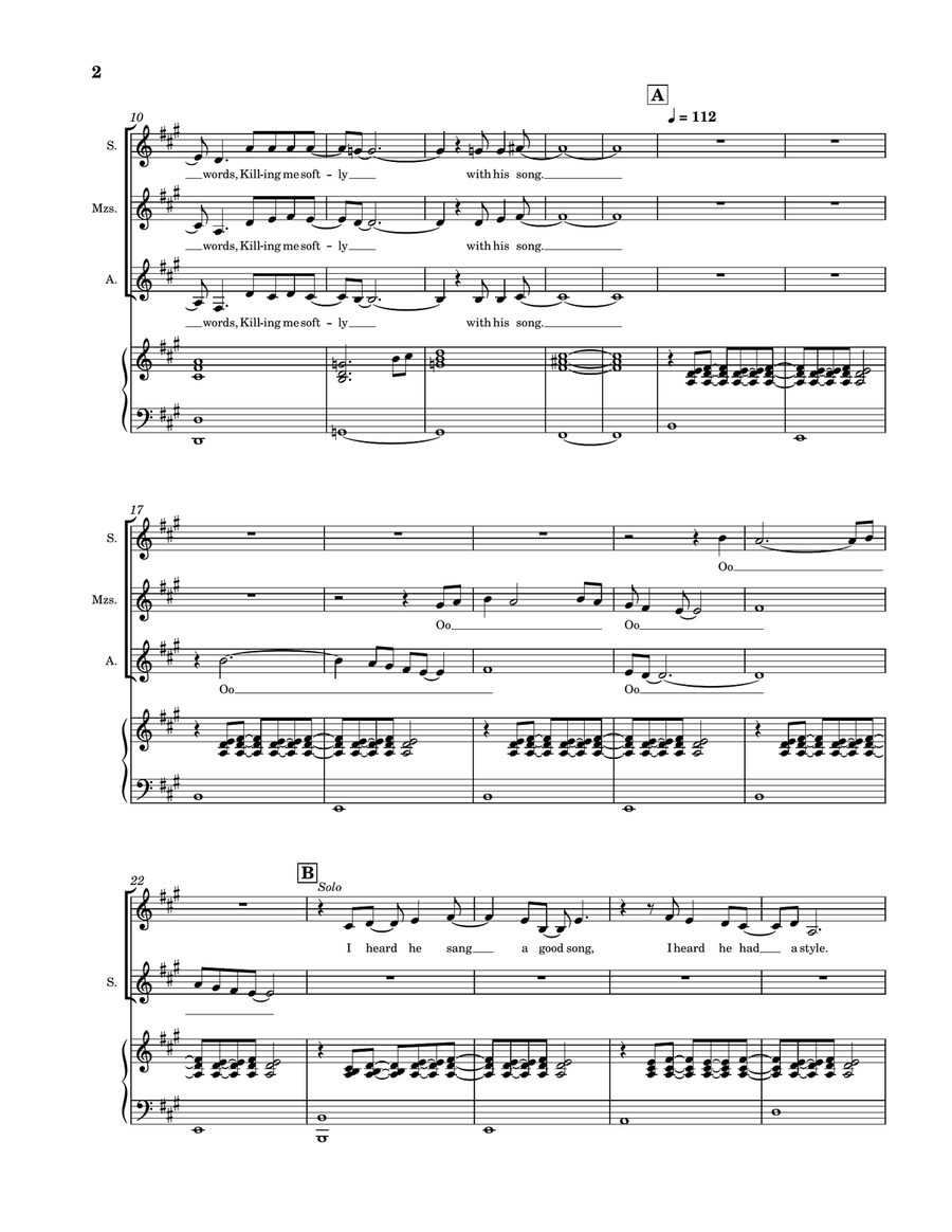 Killing Me Softly With His Song SSA scores gallery preview page 2