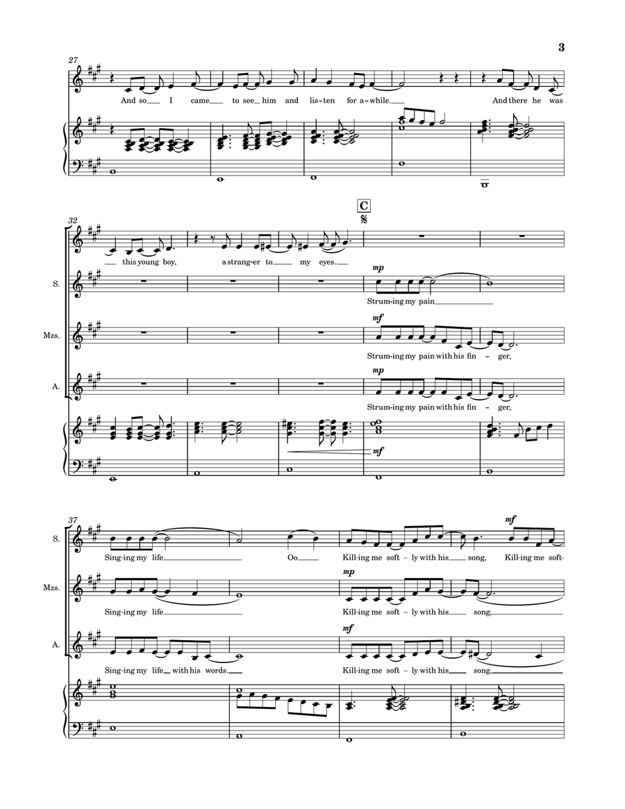 Killing Me Softly With His Song SSA scores gallery preview page 3